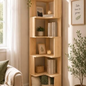 Tall Corner Bookshelf — 6-Tier L-Shaped Corner Bookcase